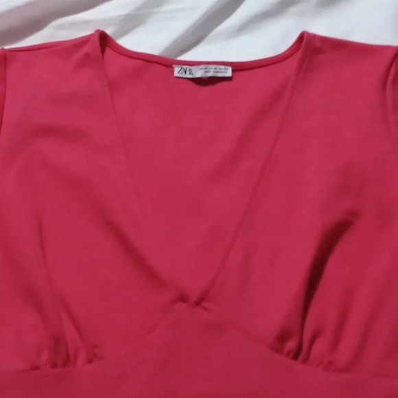 Zara Pink v-neck dress - Picture 2 of 9